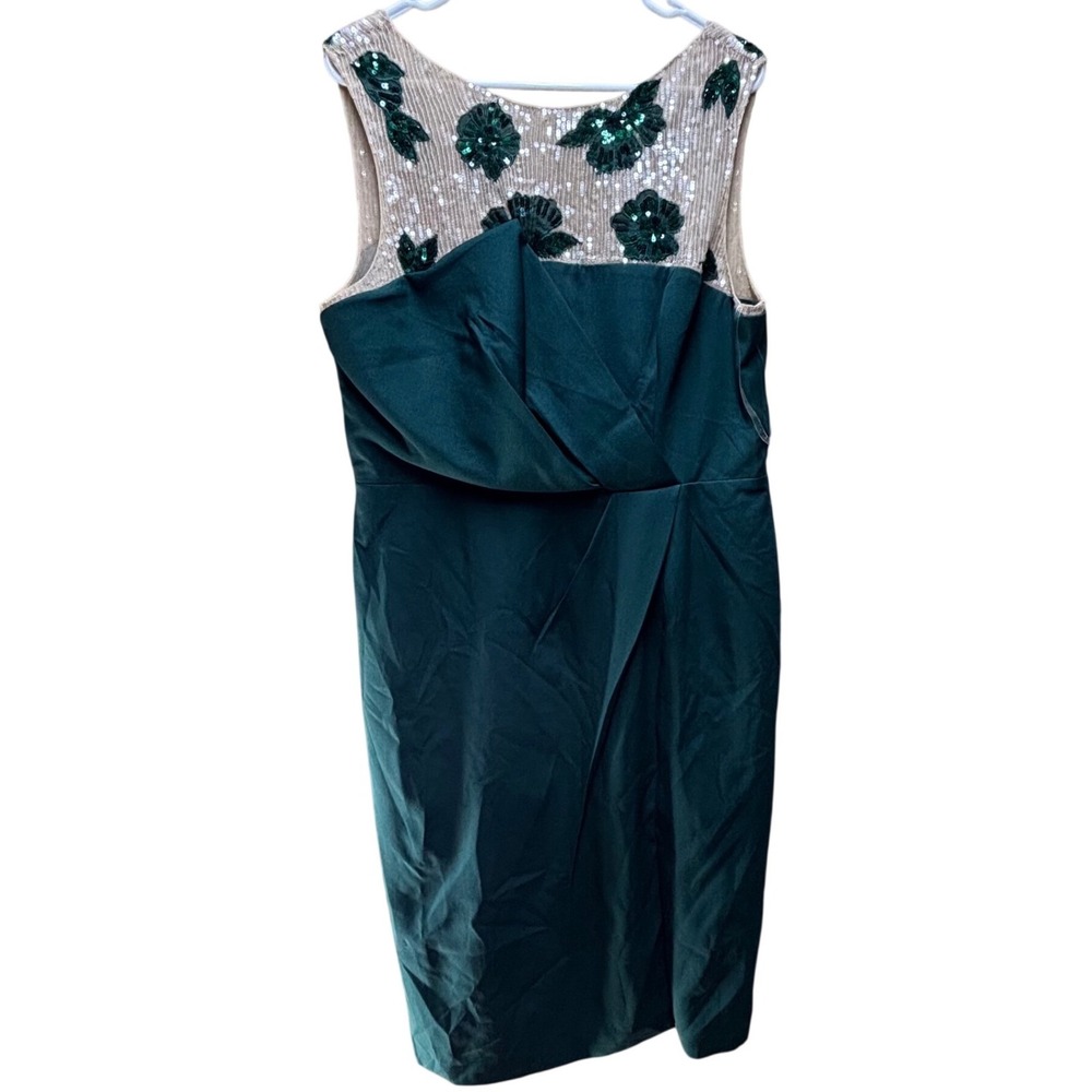 JS Collections Adelaide Cocktail Dress Emerald Green Sequin Floral Size 16 NWT